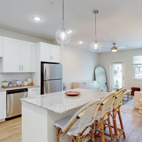A1 Living Room and Gourmet Kitchen apartments Pensacola FL A1 living room with kitchen island | Madison Shores