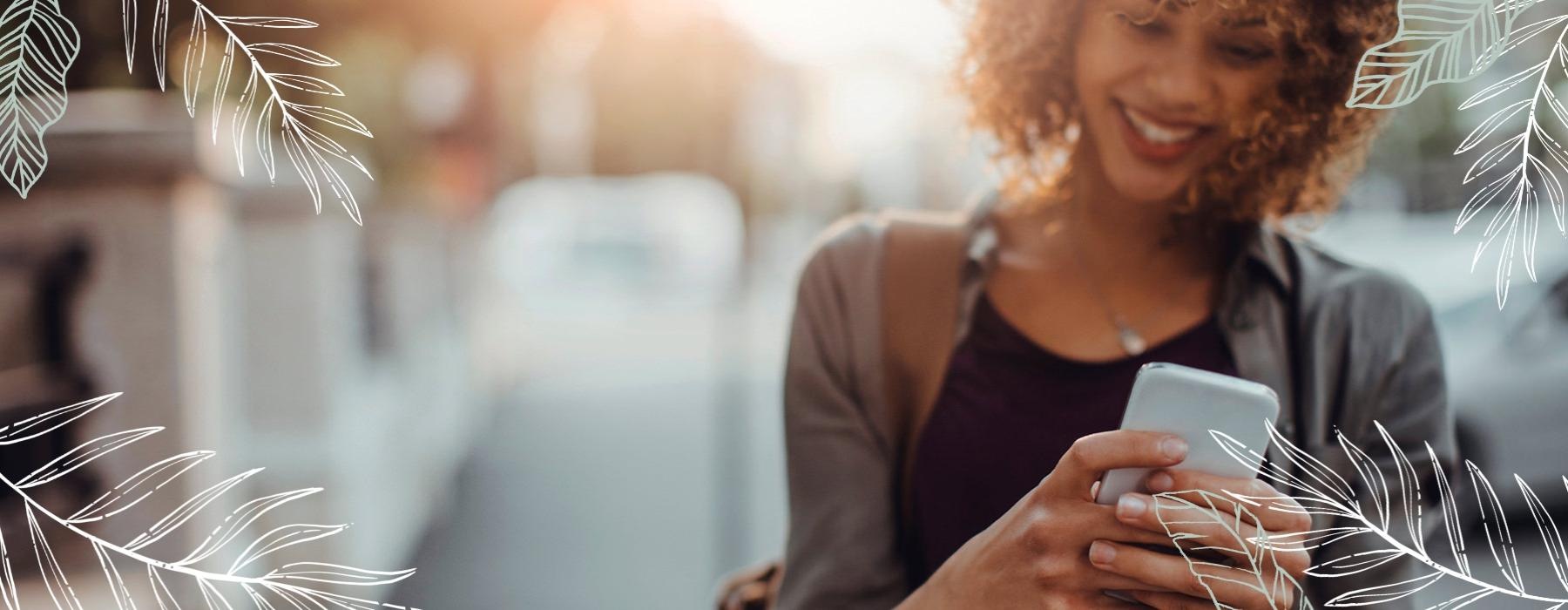 a woman using a phone