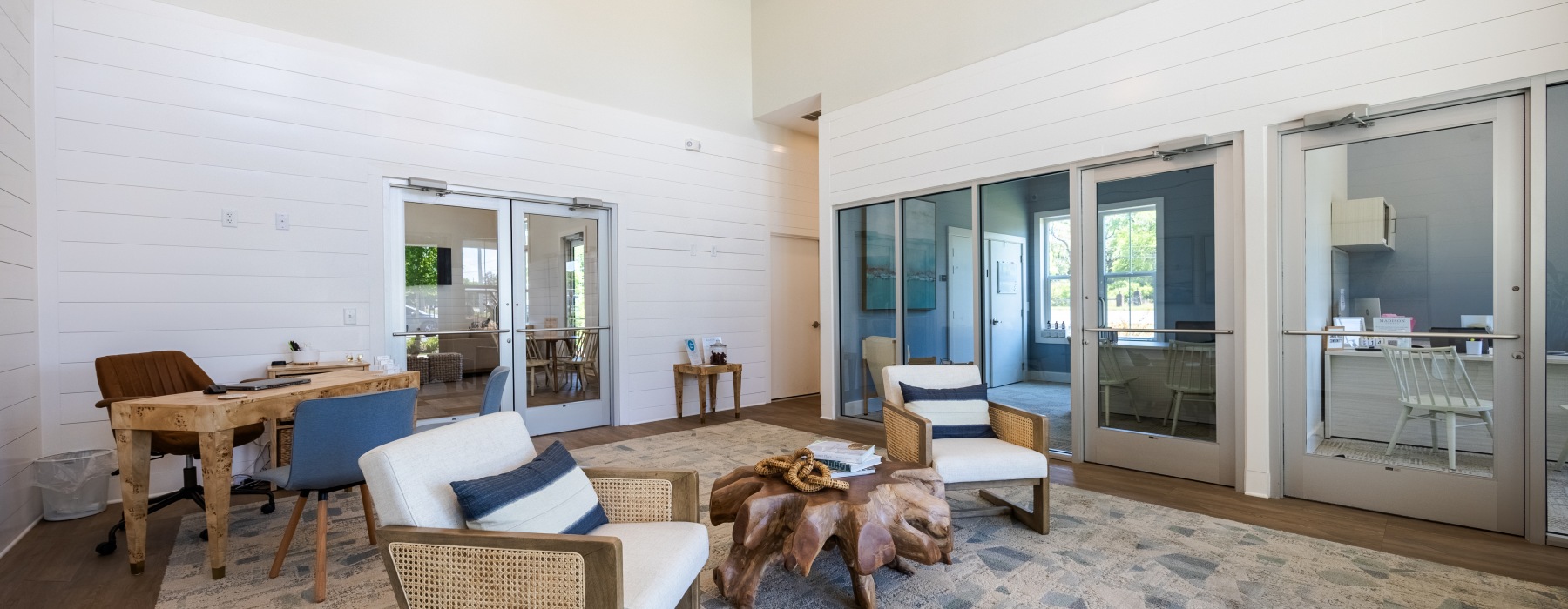 Modern leasing office at Madison Shores apartments in Pensacola Florida.